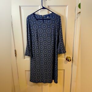 Tommy Hilfiger Navy Geometric Long Sleeve Dress